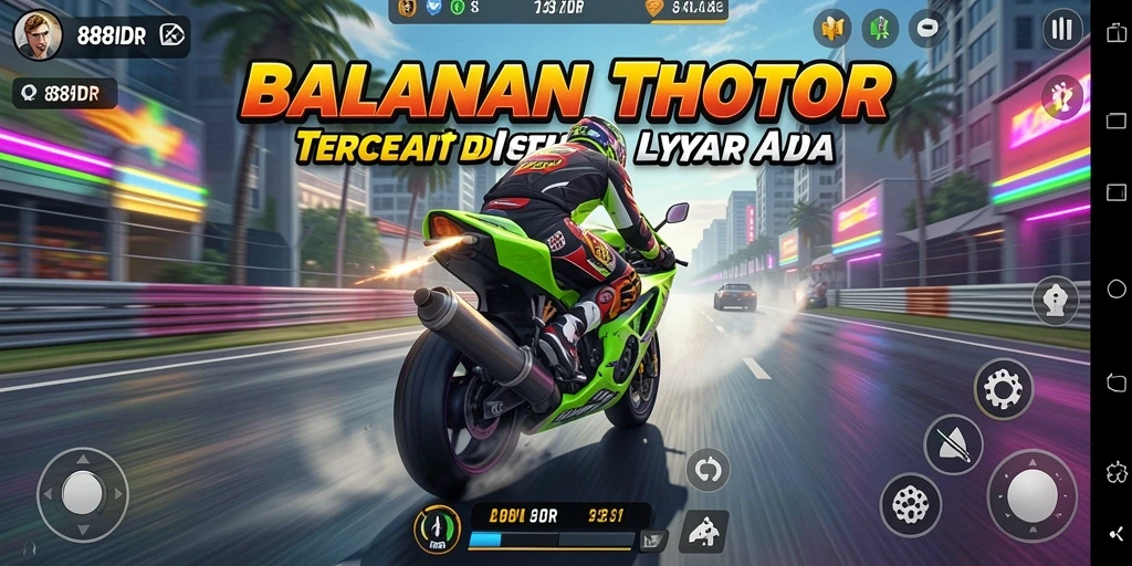 Screenshot gameplay <strong>888IDR</strong> yang menunjukkan balapan motor yang mendebarkan.
