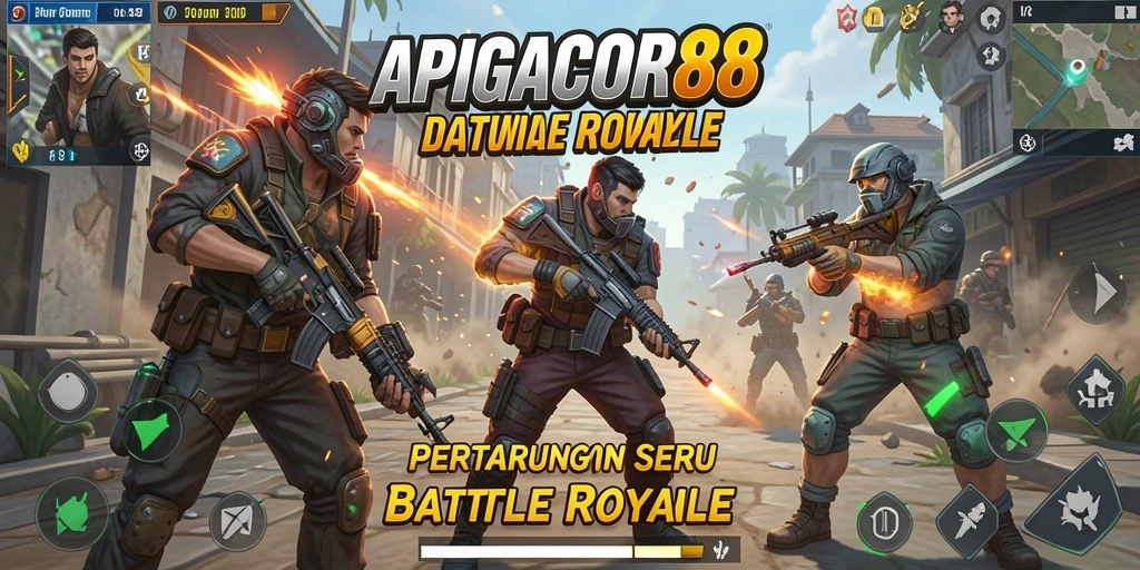 Tampilan menarik dari gameplay Battle Royale di APIGACOR88.
