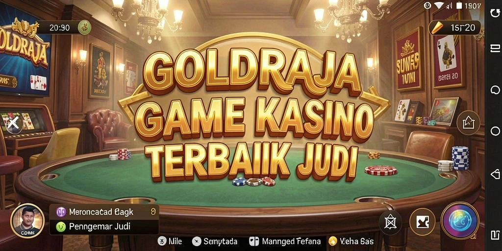 Screenshot gameplay <strong>GOLDRAJA</strong> menampilkan suasana kasino yang menegangkan.