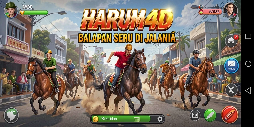Screenshot gameplay seru dari HARUM4D saat balapan di jalanan.