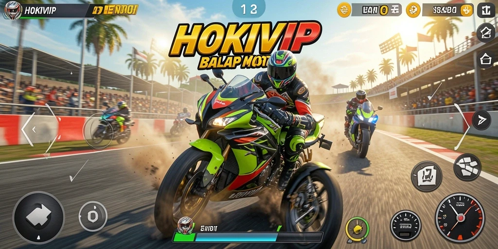 Tampilan gameplay HOKIVIP yang mendebarkan di trek balap.
