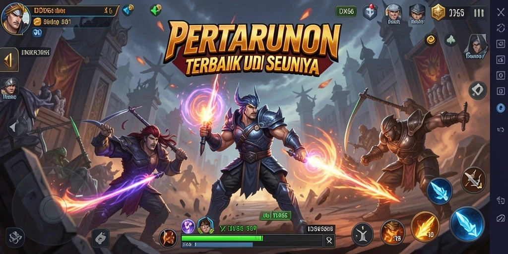 Tampilan gameplay pertarungan yang intens dan mengesankan.