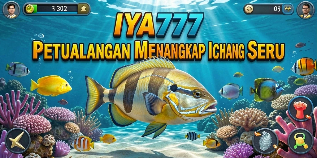 Tampilan gameplay seru dalam IYA777 saat memancing di lokasi indah.