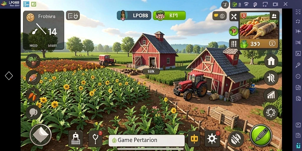 Screenshot gameplay LPO88 dengan aktivitas bertani yang seru.