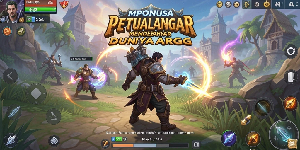 Screenshot gameplay MPONUSA menampilkan pertarungan epik di dunia ARPG.