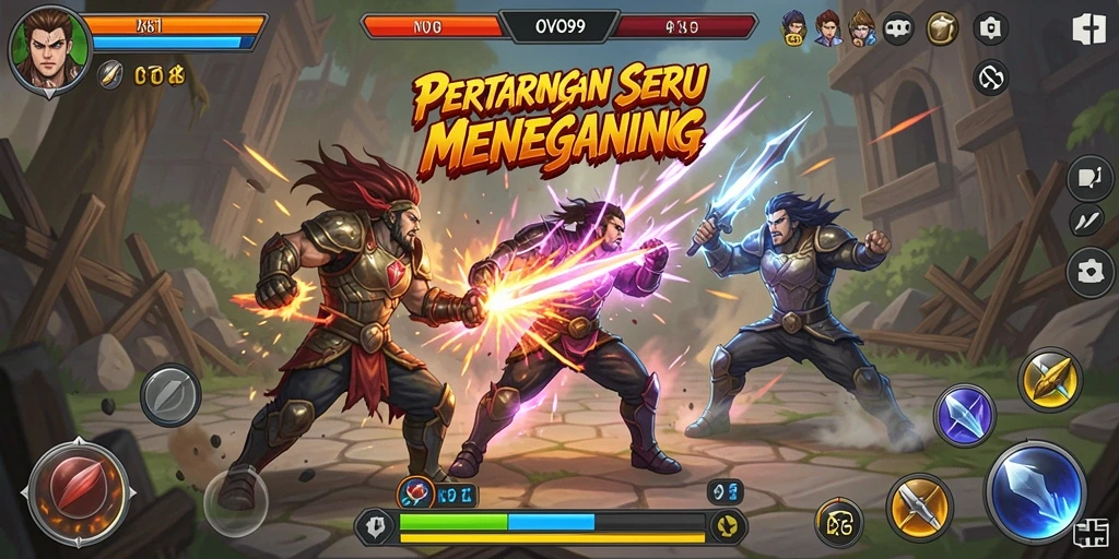 Tangkapan layar OVO99 menampilkan pertarungan yang intens dan mendebarkan.