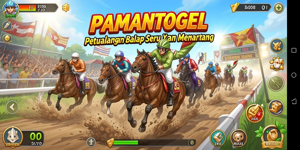Screenshot menampilkan balapan intens dalam PAMANTOGEL dengan grafis menakjubkan.