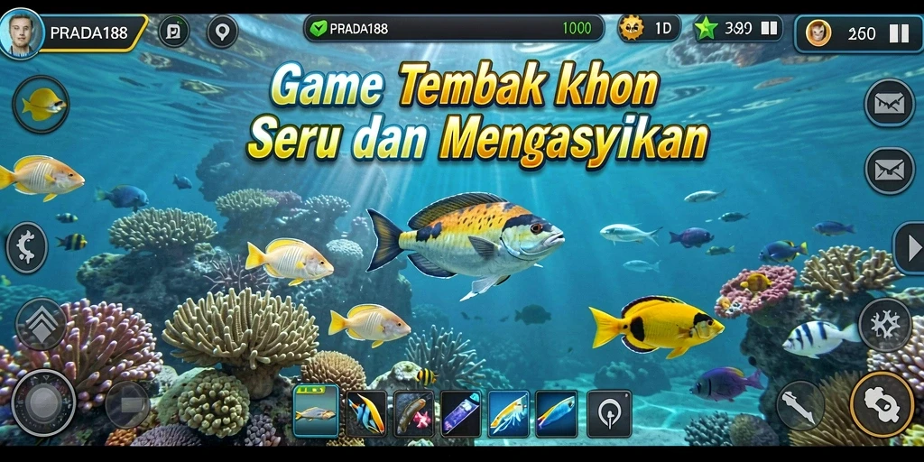 Tampilan gameplay seru di PRADA188, menangkap ikan dengan senjata beragam.