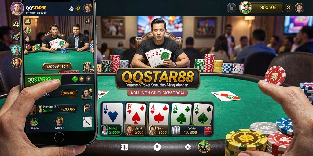 Tampilan gameplay poker seru di QQSTAR88 dengan fitur menarik.