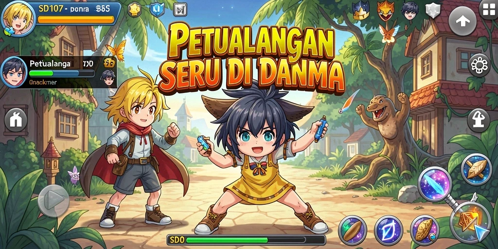 Tampilan gameplay SD107 dengan karakter anime yang memukau