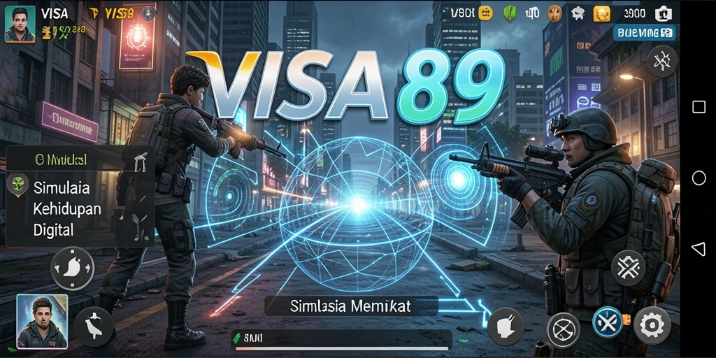 Tampilan gameplay <strong>VISA89</strong> menunjukkan karakter yang berinteraksi dalam lingkungan yang dinamis.