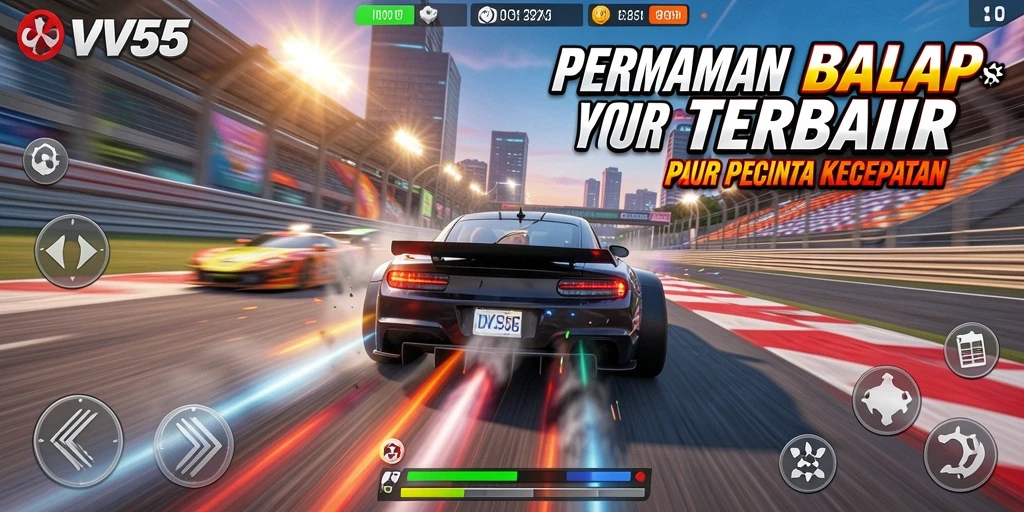 Tampilan menarik dari gameplay balap dalam VV55.